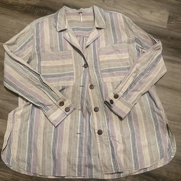 Free People Tops - Free People High Tide Multi-Stripe Buttondown Top, Medium